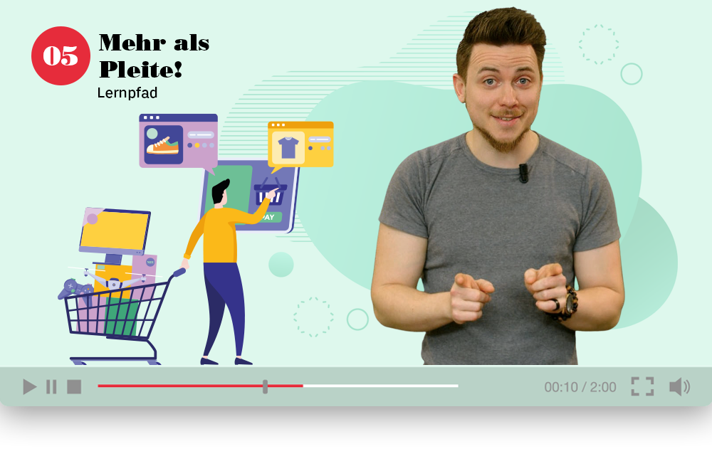 Junge Frau die den Lernpfad Mehr als Pleite ankündigt