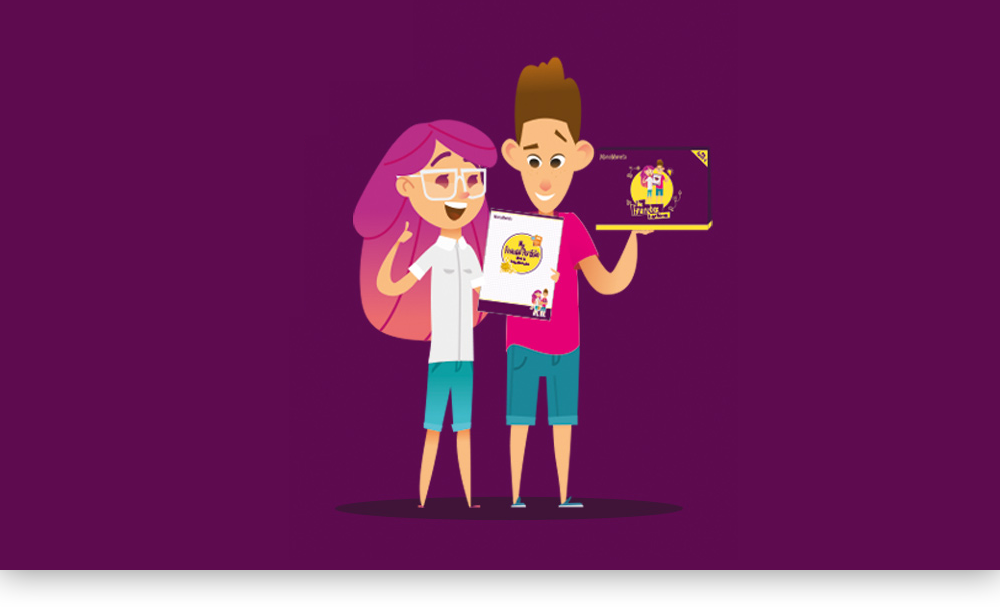 Mia und Paul mit Unterrichtsmaterialien